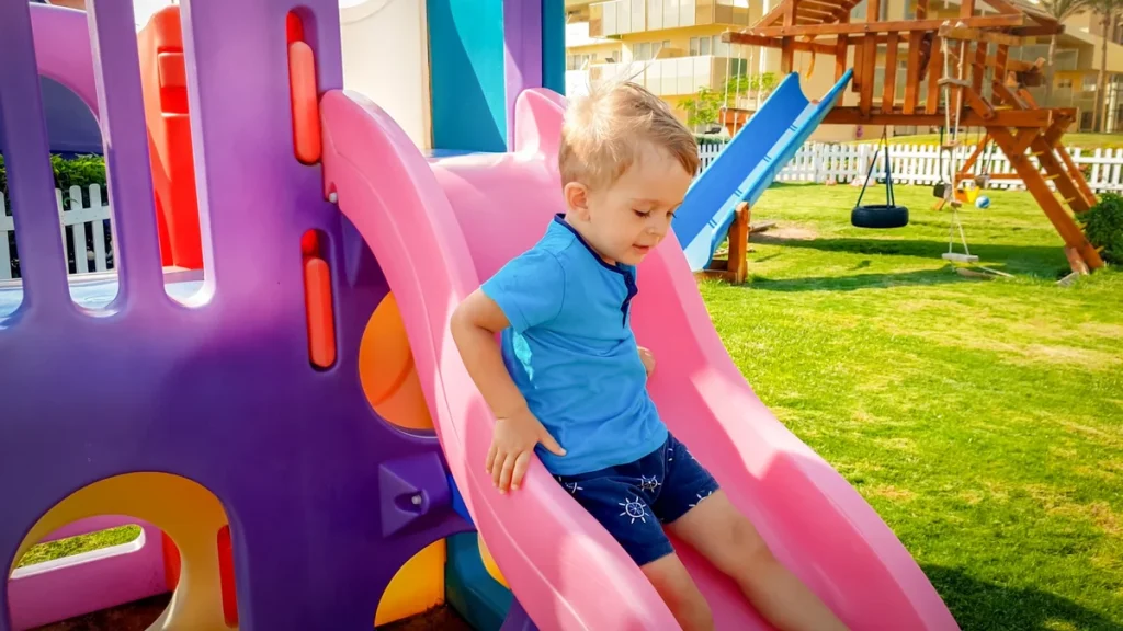 outdoor slide material guide